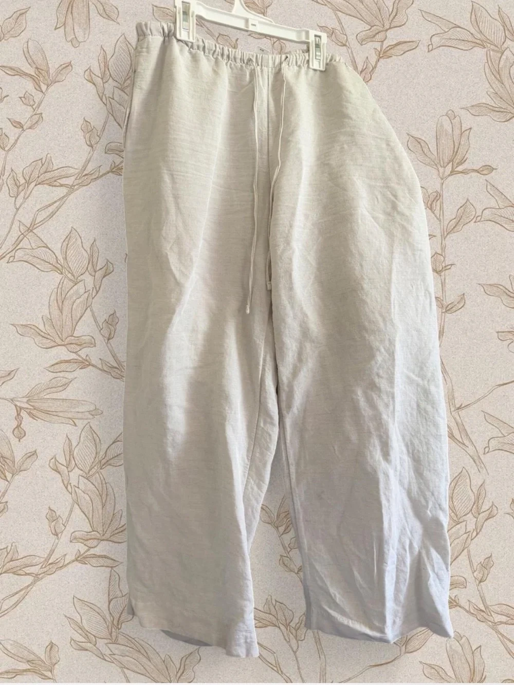 H&M Men's Drawstring Linen Pants in Light Beige